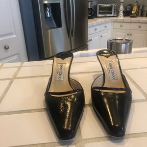 Jimmy Choo black leather slides